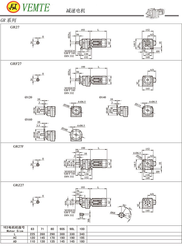 R27減速機(jī)圖紙,TR28齒輪減速電機(jī)尺寸圖 R27減速機(jī)圖紙,TR28齒輪減速電機(jī)尺寸圖