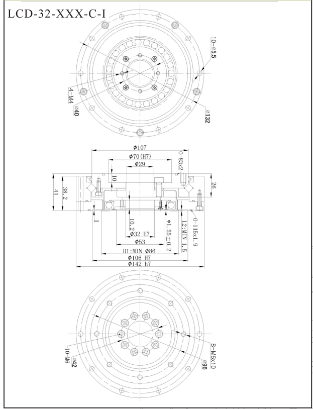 LCD32諧波減速機尺寸圖 LCD32諧波減速機尺寸圖