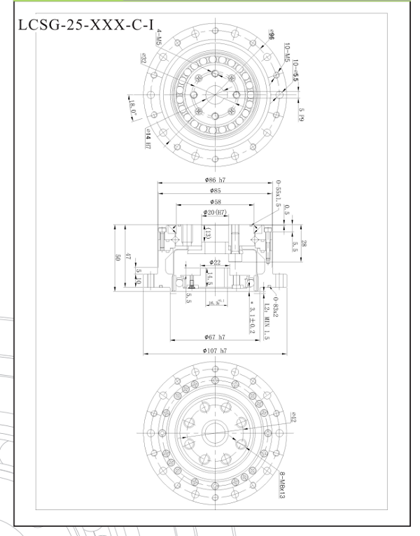 LCSG25諧波減速機尺寸圖 LCSG25諧波減速機尺寸圖