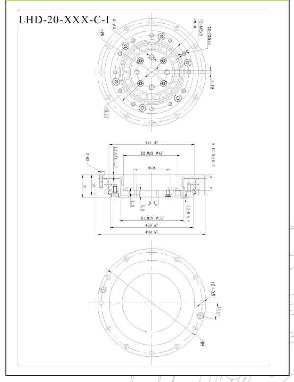LHD20諧波減速機尺寸圖 LHD20諧波減速機尺寸圖