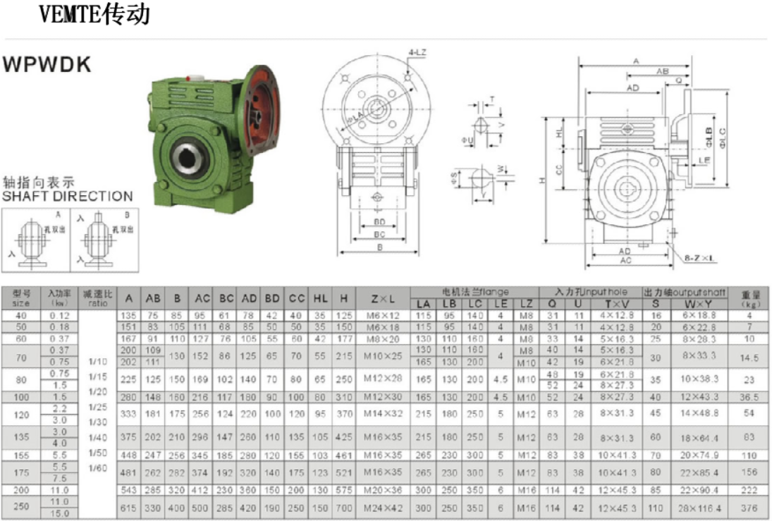WPWDK減速機(jī)安裝尺寸圖紙 WPWDK減速機(jī)安裝尺寸圖紙