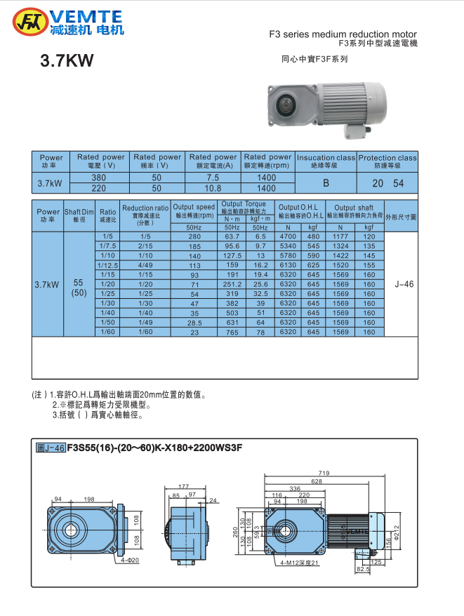 標準型3.7KW-實心軸 標準型3.7KW-實心軸